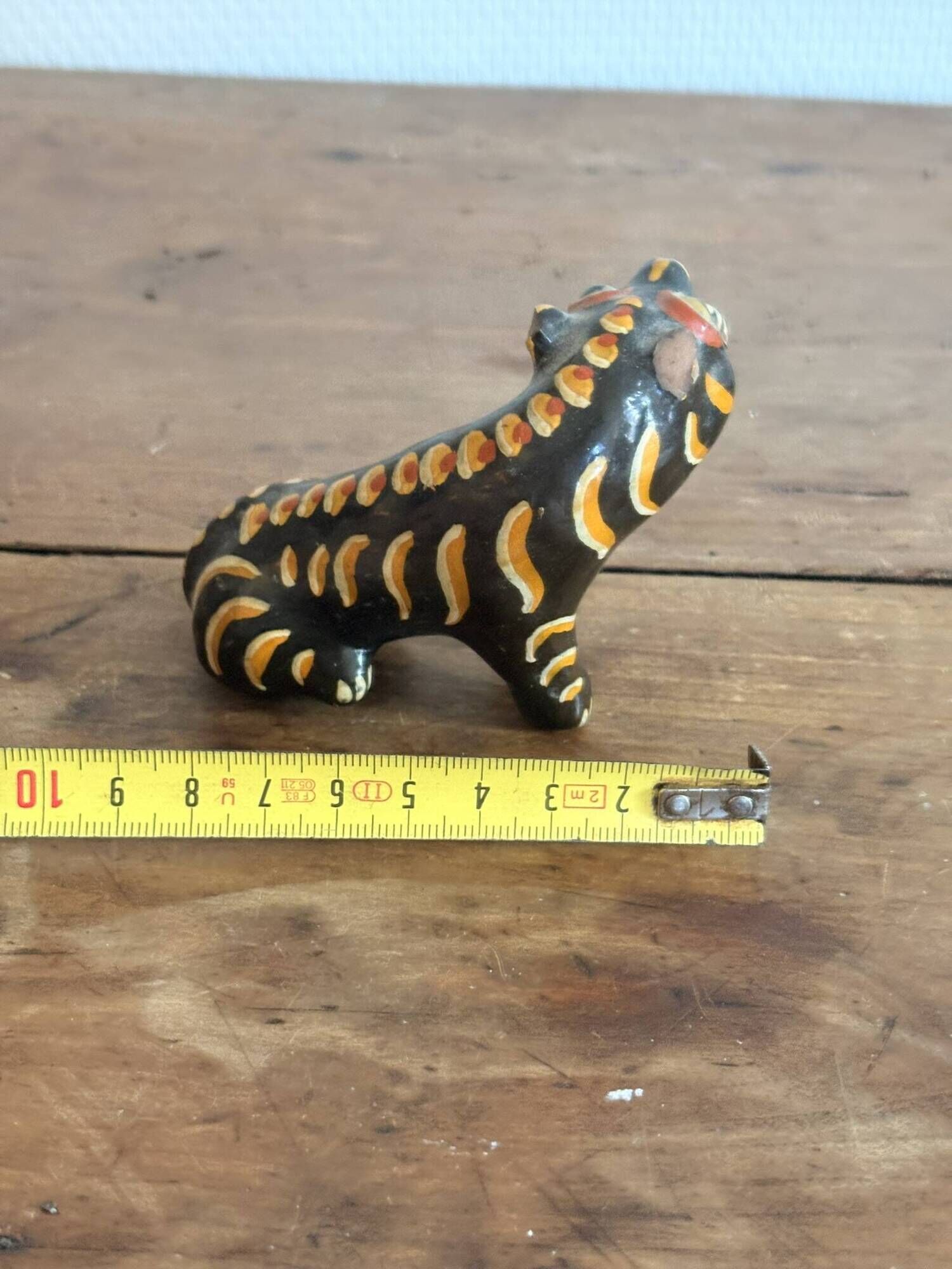 Figurine Animal Sculpture Glazed Terracotta Tiger Alebrije Mexico 2/2