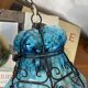 Old suspension glass cage blown Venetian lantern blue