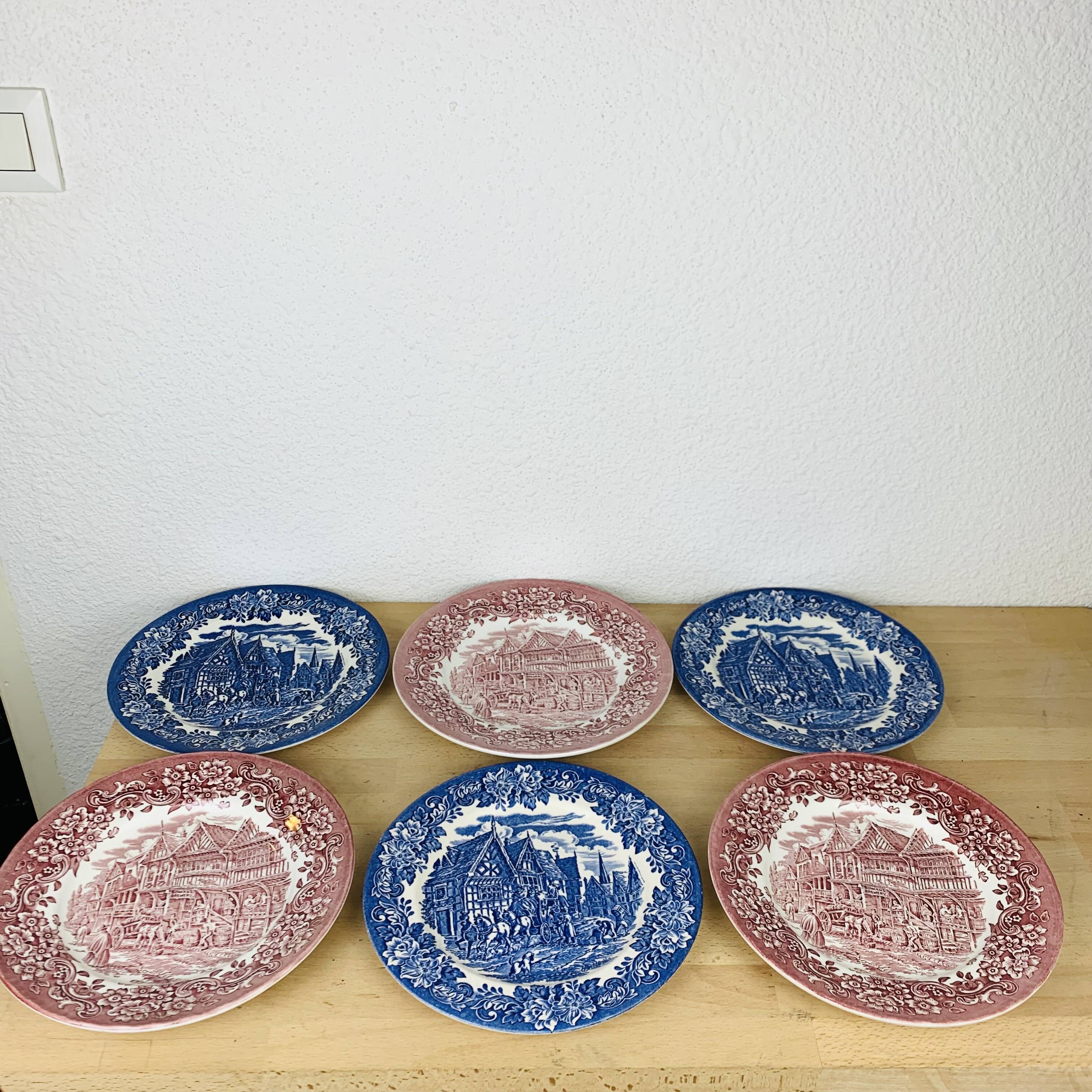 6 Royal Tudor ironstone plates model 17th century England ironstone