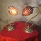 pair of Murano glass lamps bronze brass 1970 electric working 30x21 bedside tables