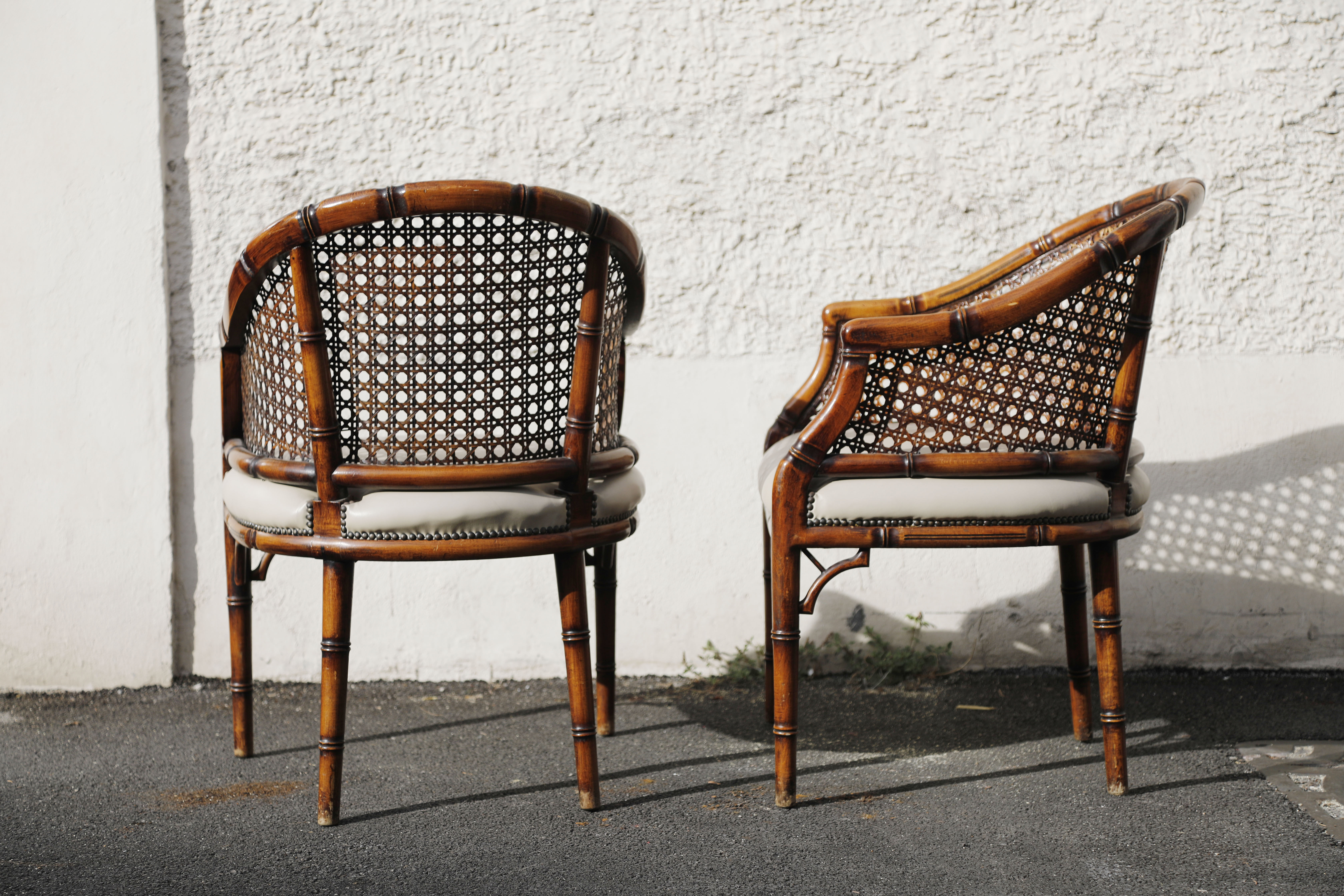 Pair of bamboo armchairs