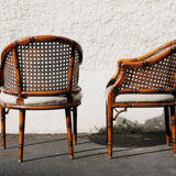 Pair of bamboo armchairs