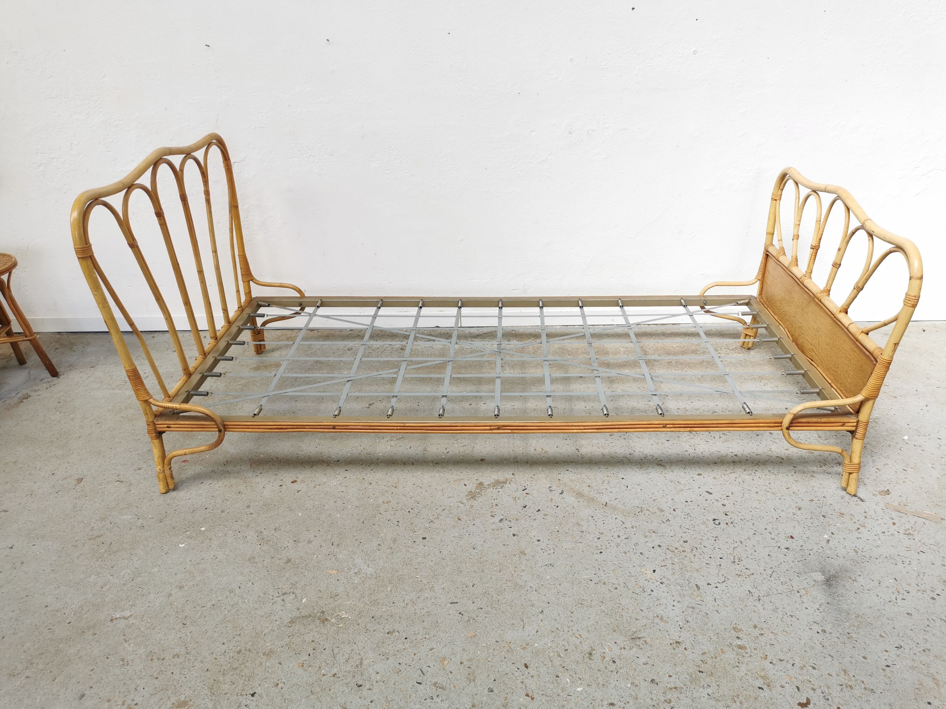 Pair of vintage rattan beds