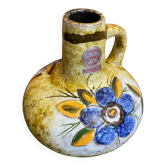 Vase ancien soliflore veb céramique polychrome fleurs gdr vintage