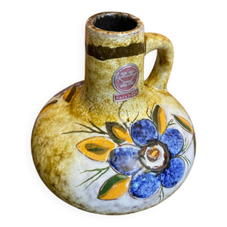 Antique soliflore vase veb polychrome ceramic flowers gdr vintage