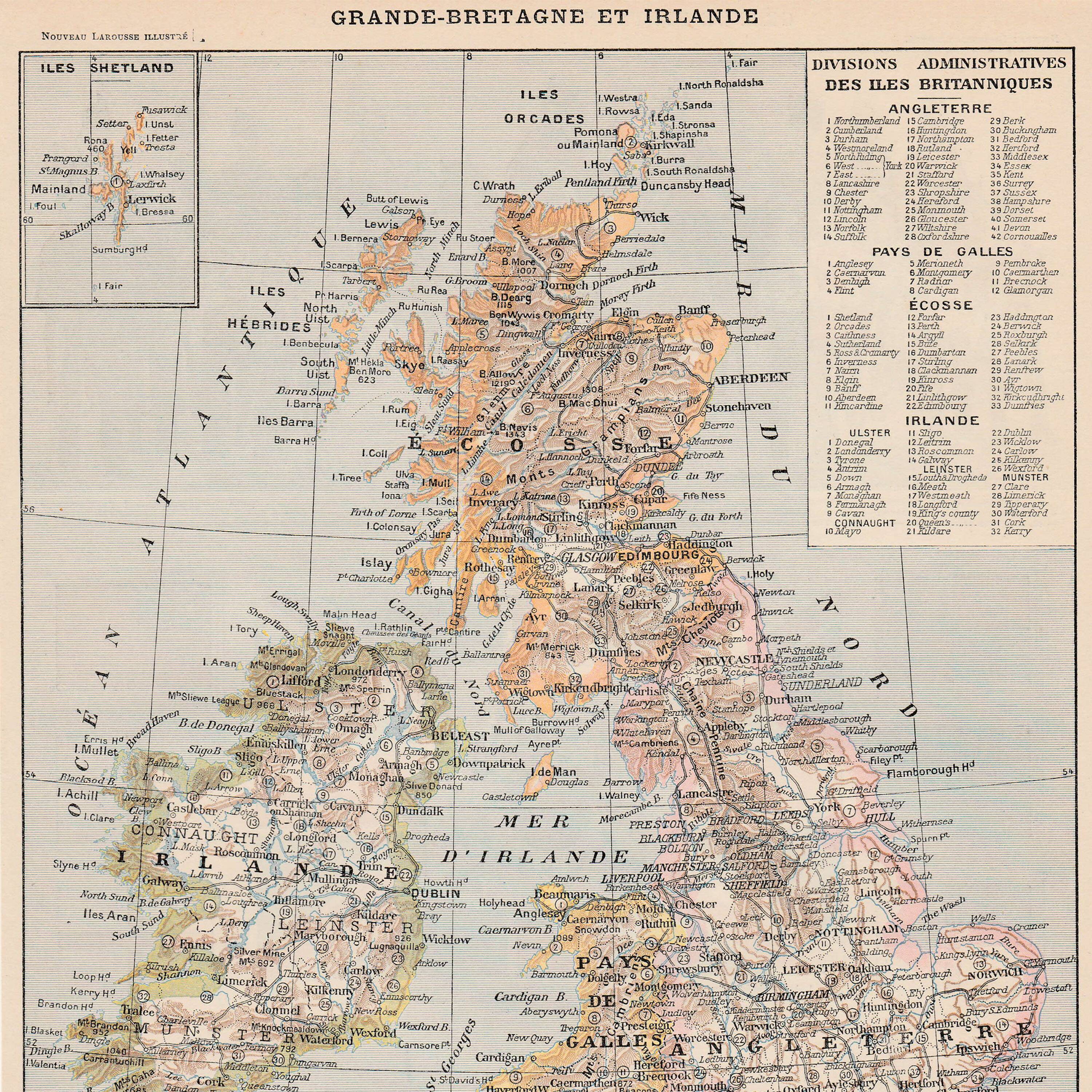 Old map Great Britain Ireland and Scotland 1897