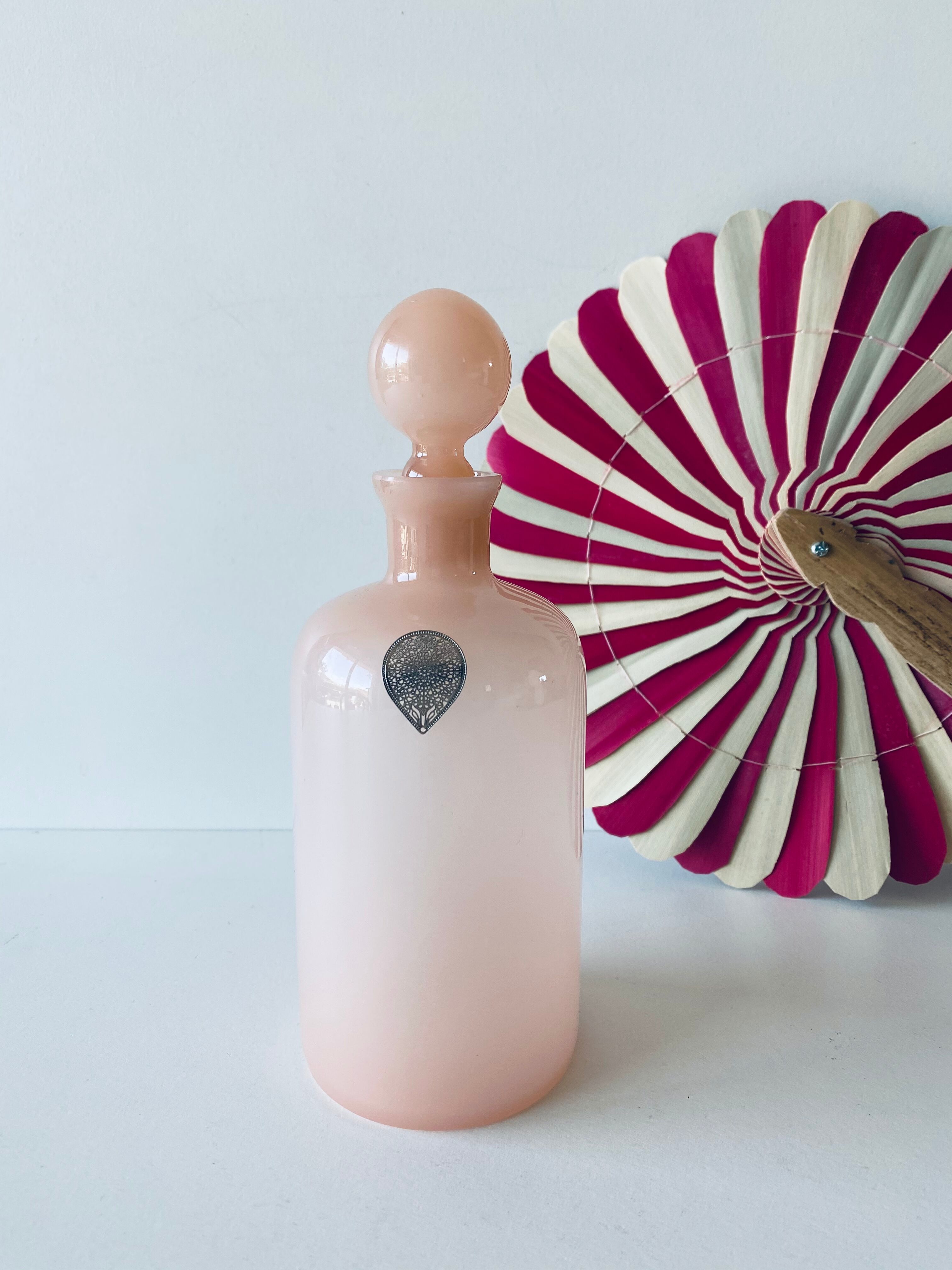 Powder pink opaline flask