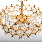 Gilded Brass and Crystal Chandelier by Palwa 1970s