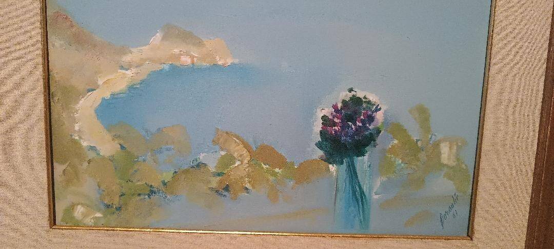Abstract painting by Renato Borsato (Venice 1927-2013) "Title Violets" 1963