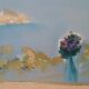 Abstract painting by Renato Borsato (Venice 1927-2013) "Title Violets" 1963