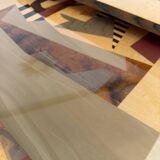 Table basse gigogne marqueterie géométrique design italien vintage