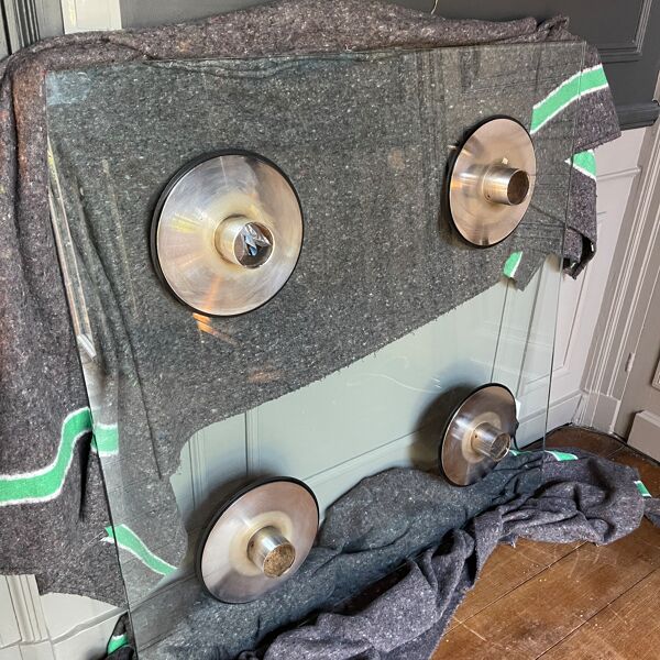 Table basse ou de salon carrée en acier chromé design italien, ca 1970