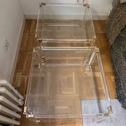 2 bout de canape plexi laiton et verre  circa 1970