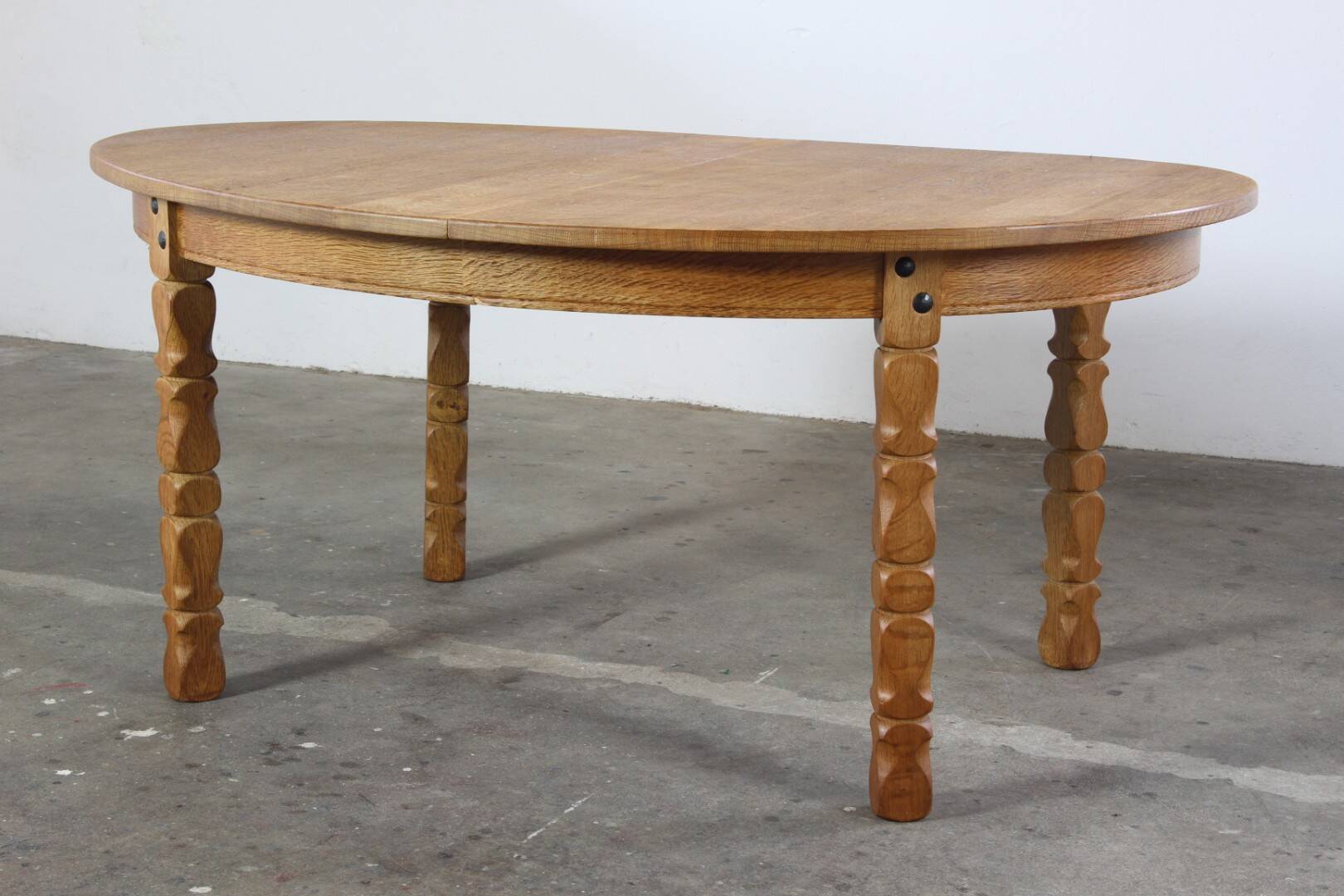 Vintage Oval Danish Oak Dining Room Table, H. Kjærnulf style, 1960s