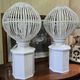 a pair of very large modernist lamps in painted ceramic and wood