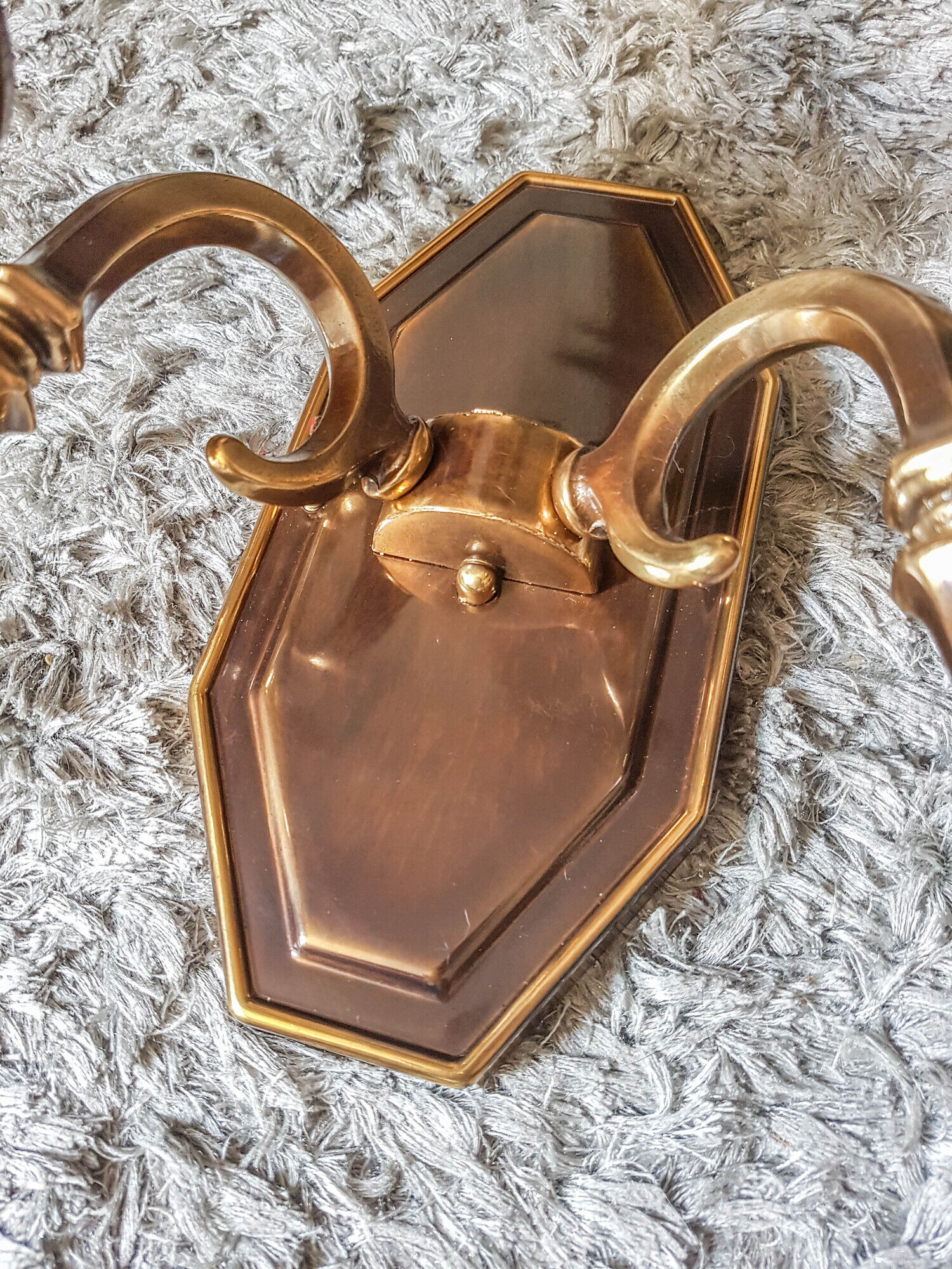 Pair of metal and bronze wall wall light 2 fake candles