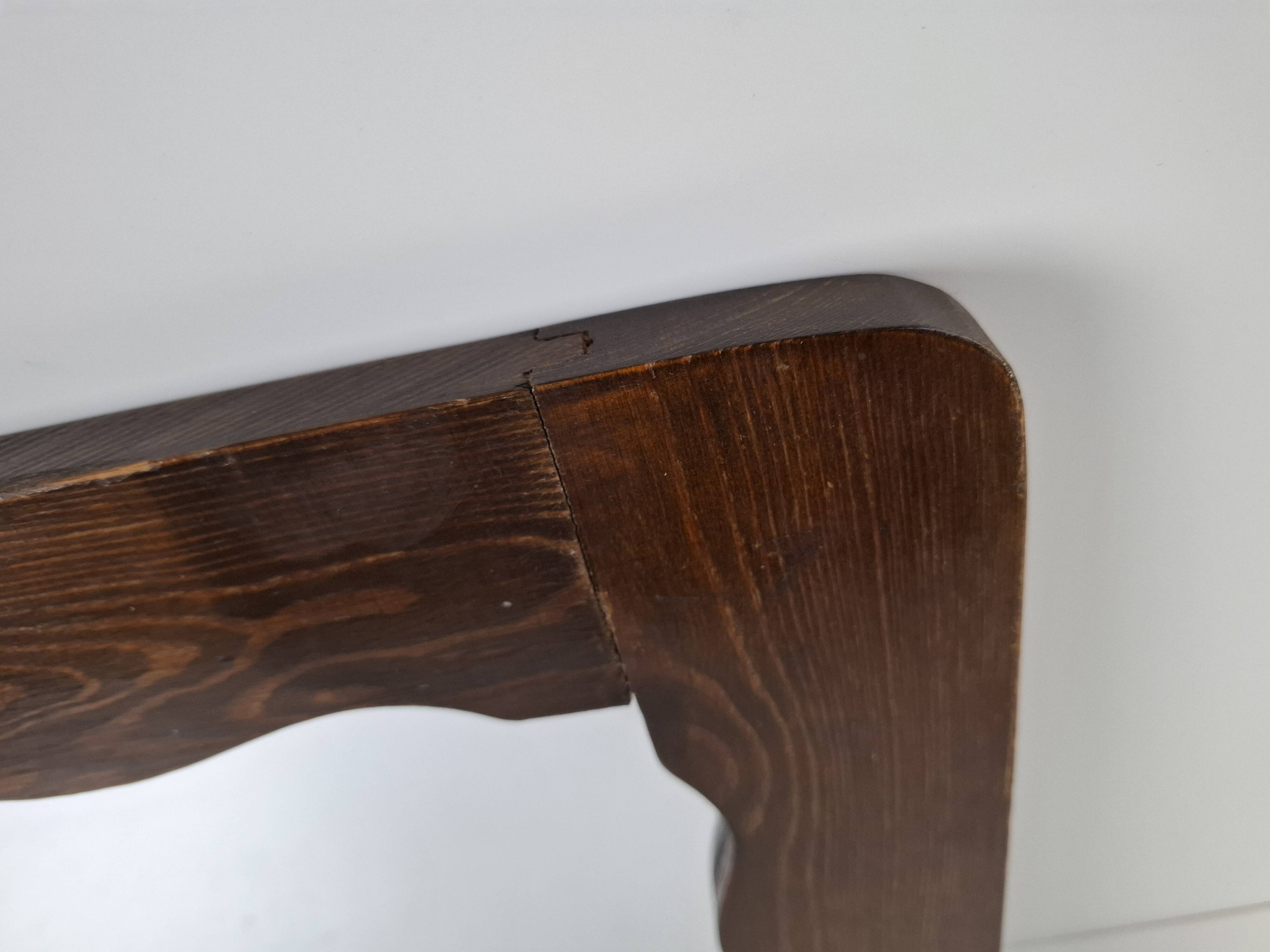 Czechoslovakian wall mirror with a wavy wooden frame, mid-century, 1940s