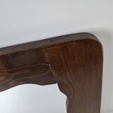 Czechoslovakian wall mirror with a wavy wooden frame, mid-century, 1940s