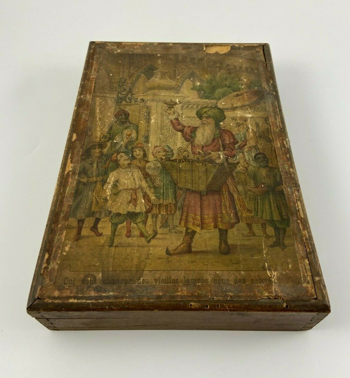 Old wooden box cube puzzle orientalist aladdin game 1900