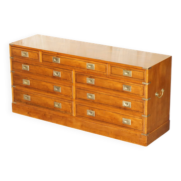 Buffet military campaign in polished oak, traditional restored French.