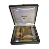 Service of 12 teaspoons vintage silver metal in their case