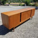Scandinavian teak row 4 sliding doors - 60s