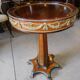 Sellette gueridon marqueterie et bronze pied central
