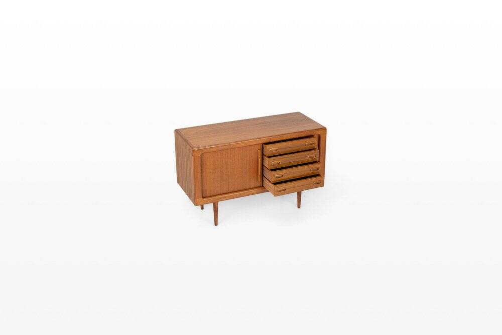 Danish teak sideboard with tambour doors and drawers, 1960s