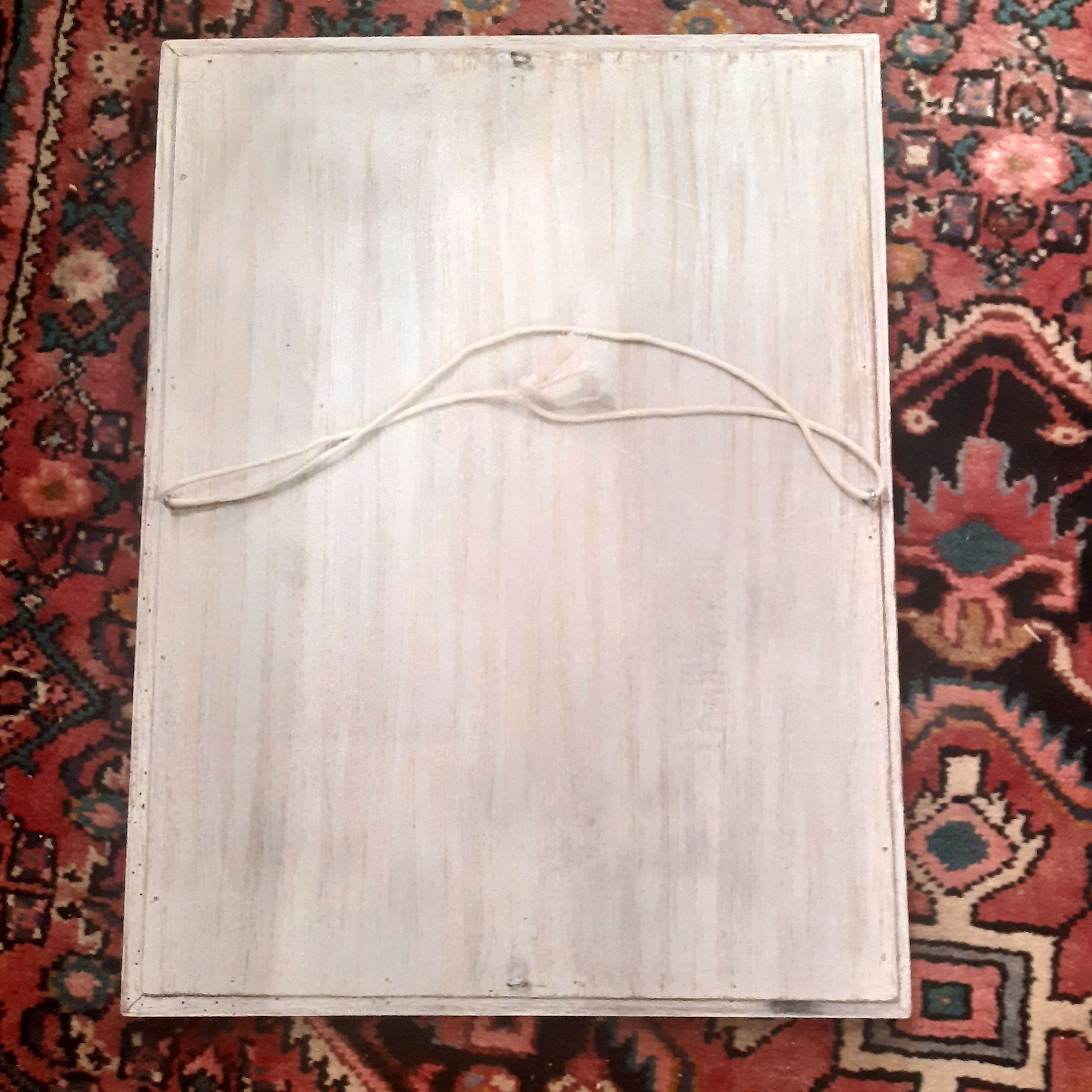 Mirror, wood, old, white patina