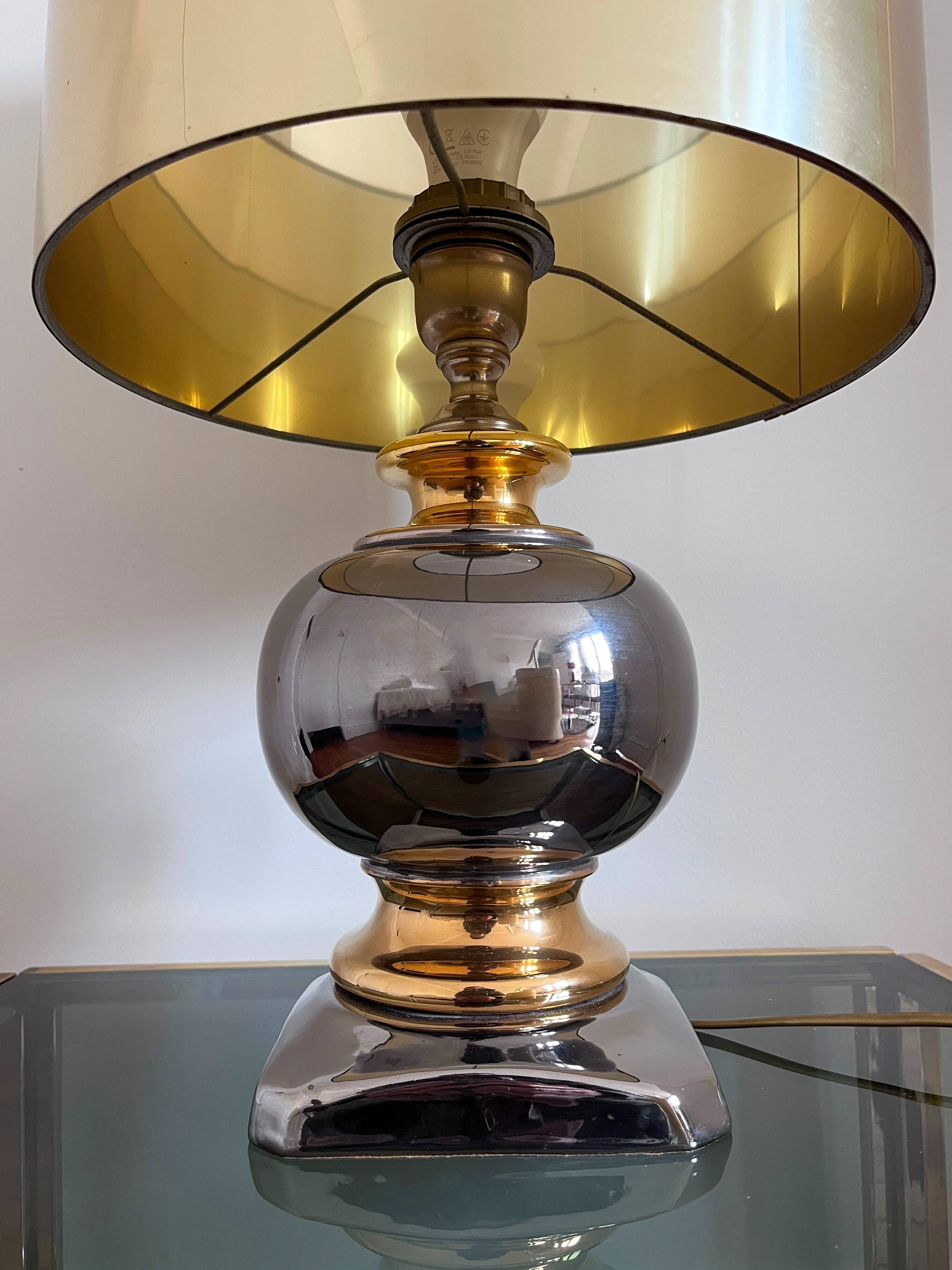 Table lamp in chrome and gold ceramic, 1970s