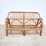 Vintage bench or rattan sofa 1960