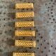 6 enameled ceramic knife holders, slip, vintage golden yellow