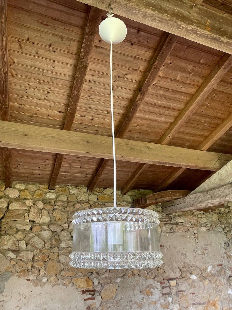 Vintage plexiglass pendant light, circa 1970s