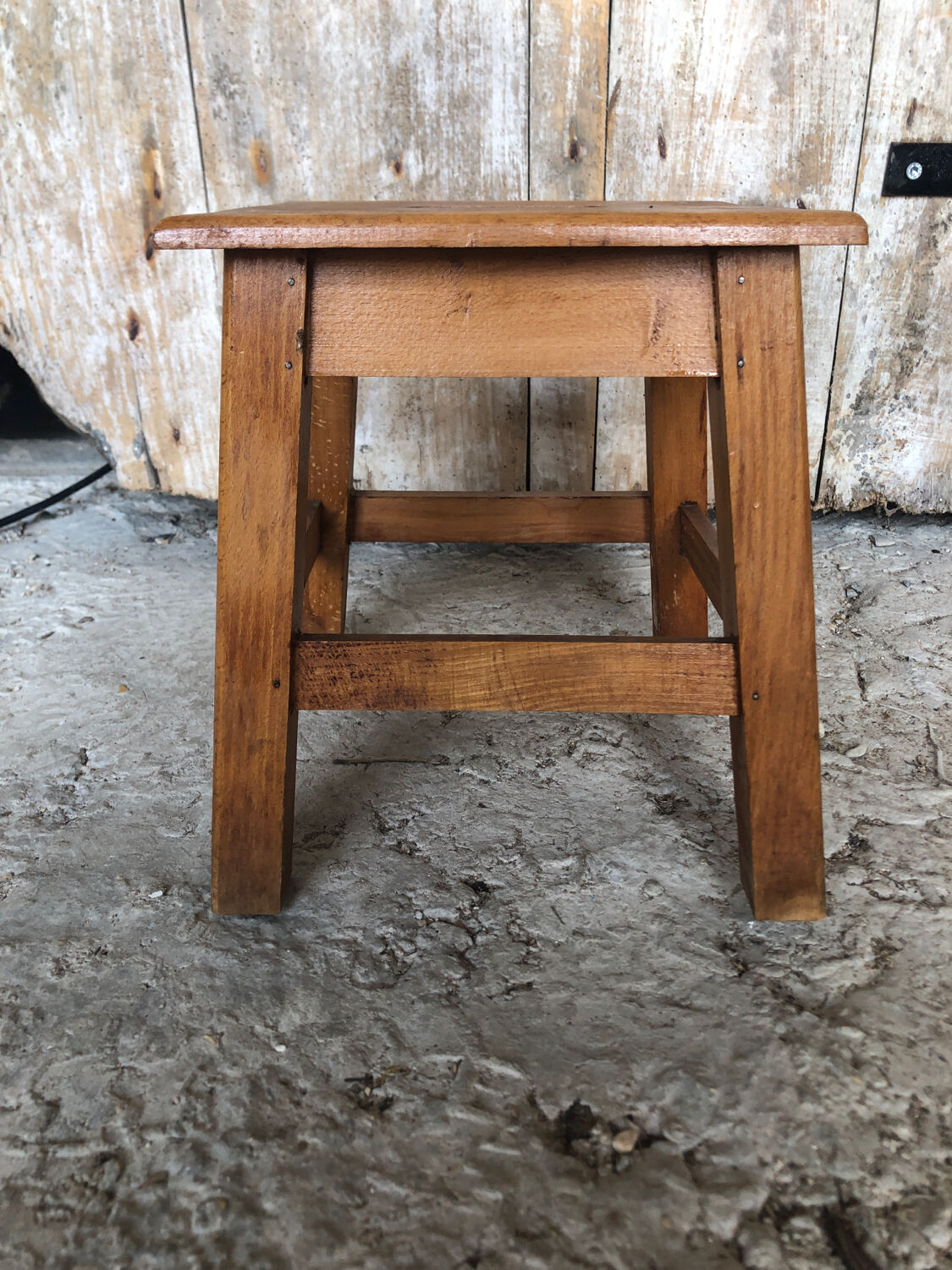 Stool footrest vintage wood #a226