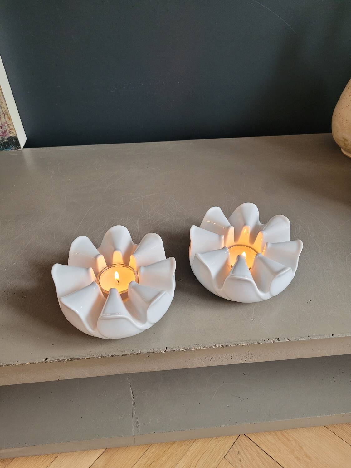 Pair of Bavarian porcelain candlesticks, Seltmann Weiden
