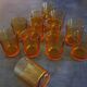Set of 12 amber textured glass water glasses – Vintage 1970s
