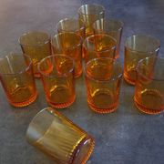 Set of 12 amber textured glass water glasses – 1970s