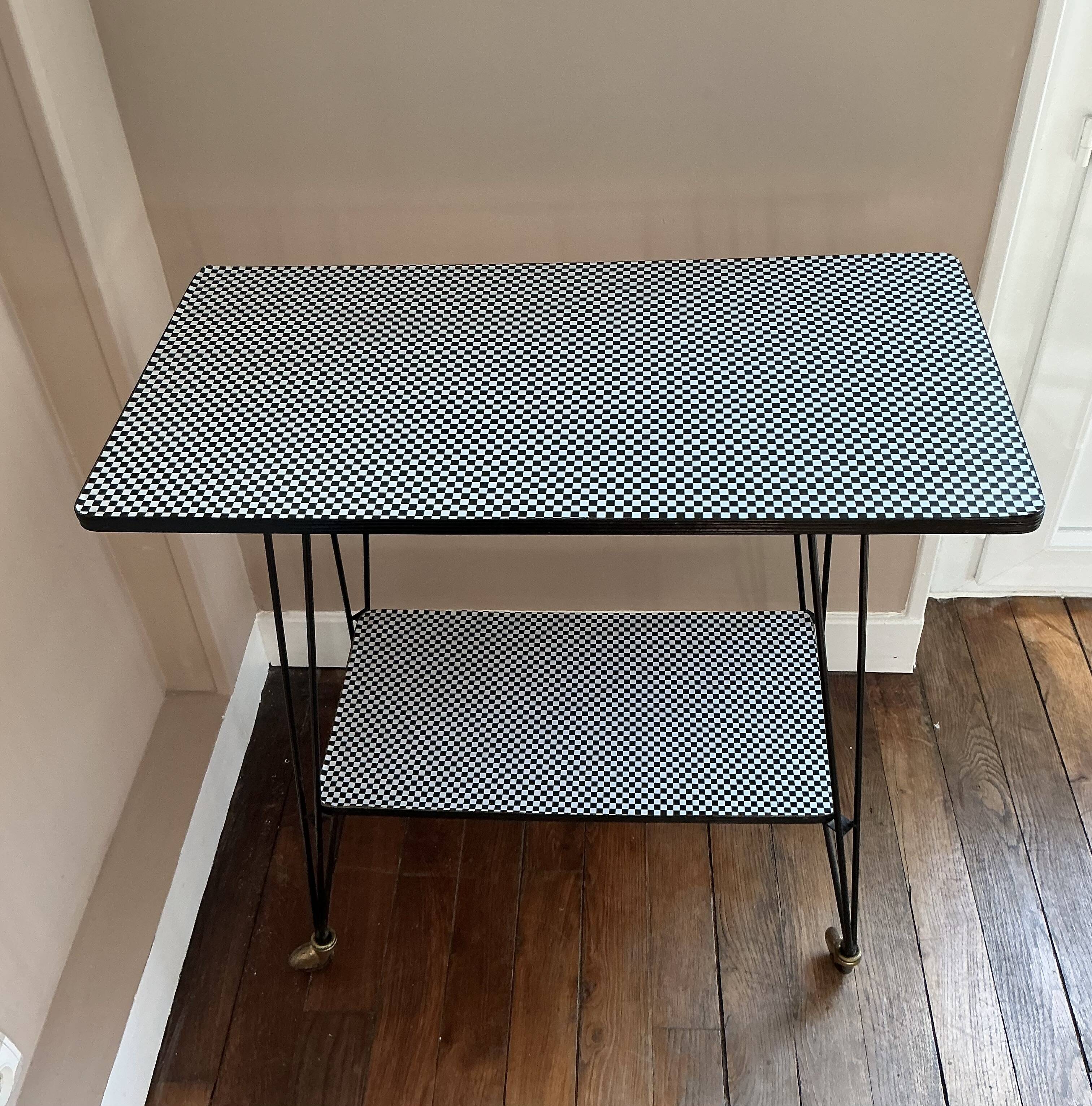 Side table - TV stand - vintage 70s - checkered