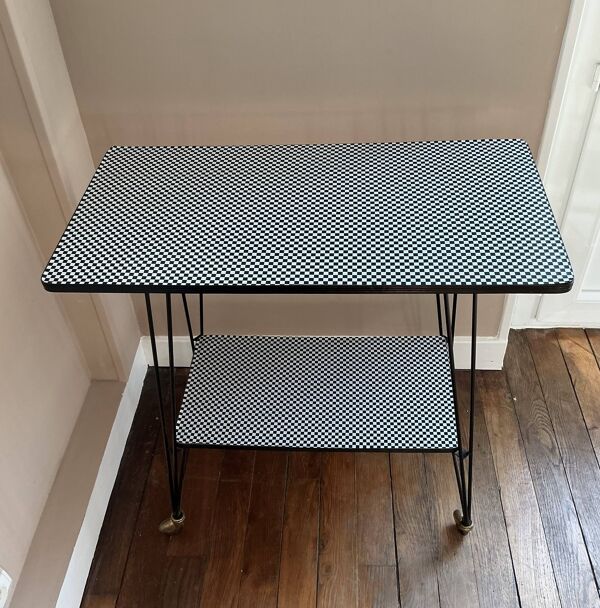 Table d appoint - desserte TV - vintage 70 - à damiers