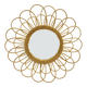 Round mirror flower sun in rattan wicker wood vintage 1960 1970 55 cm folk