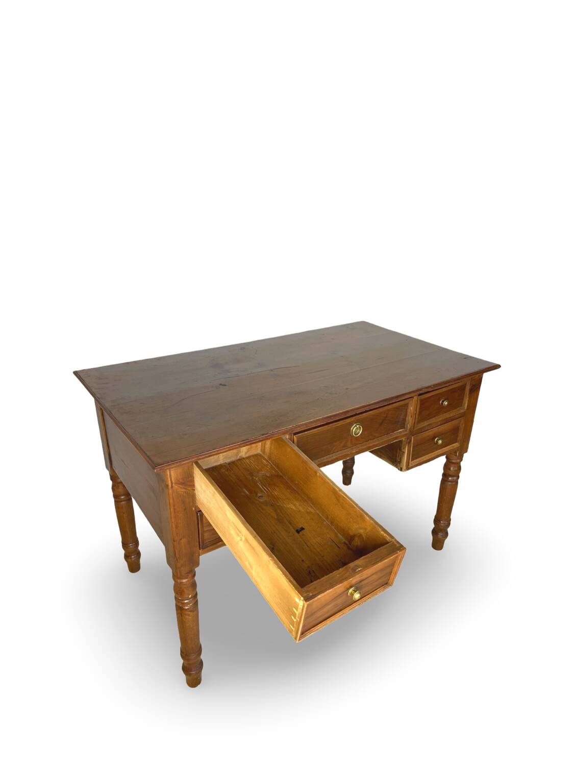Italian pine wood centre writing desk from the 1960s, a reproduction o