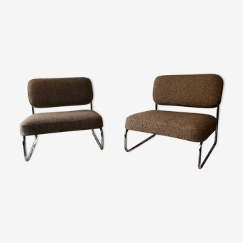 Duo of vintage low chairs, Airborne edition, 60s/70s