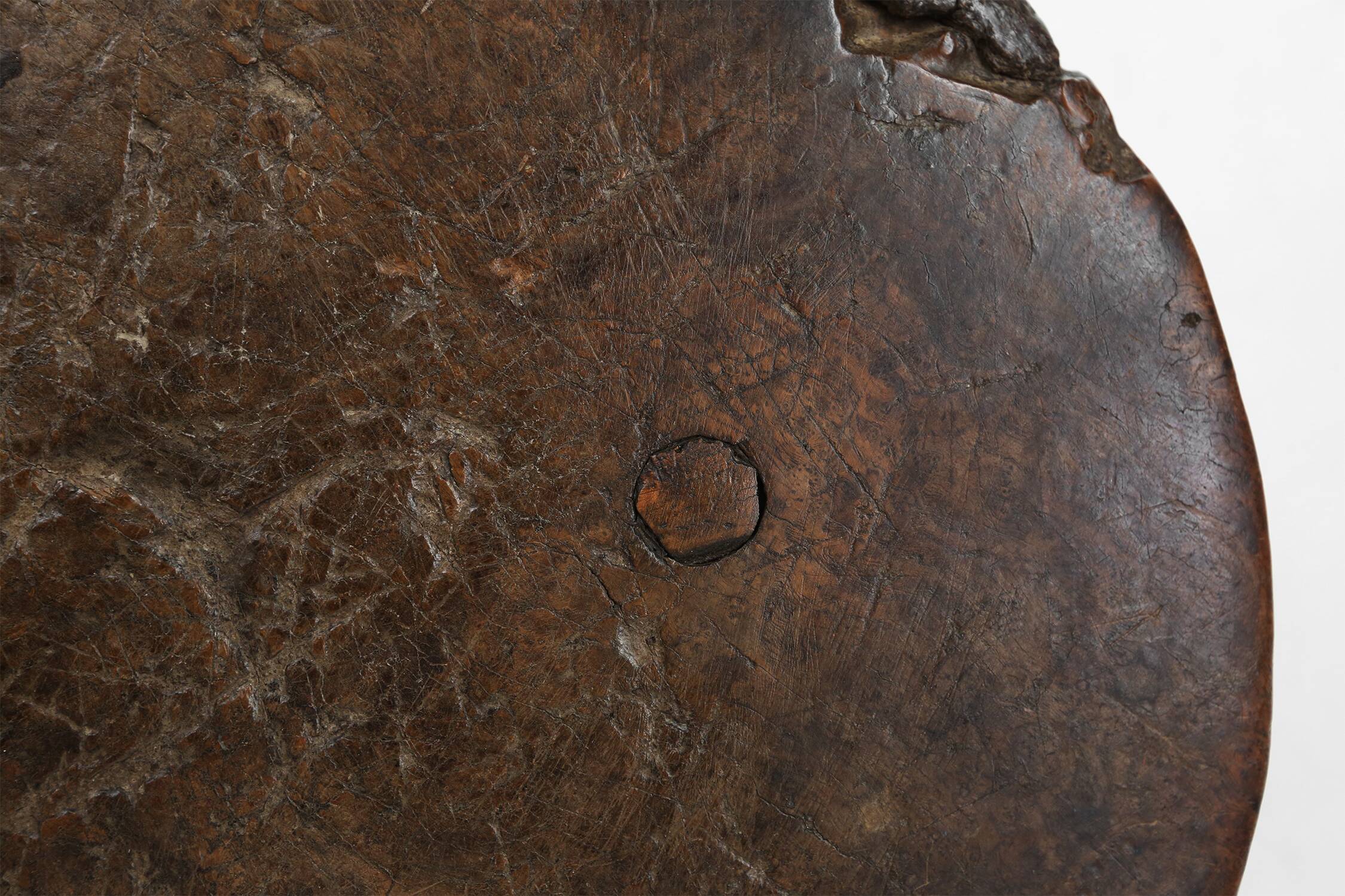 Sculptural rustic brutalist oak tripot stool, France ca. 1850