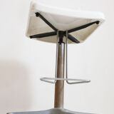 Workshop stool with backrest and footrest from the 60s.