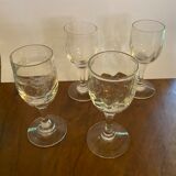 4 bistro glasses mismatched at the beginning of the XX century