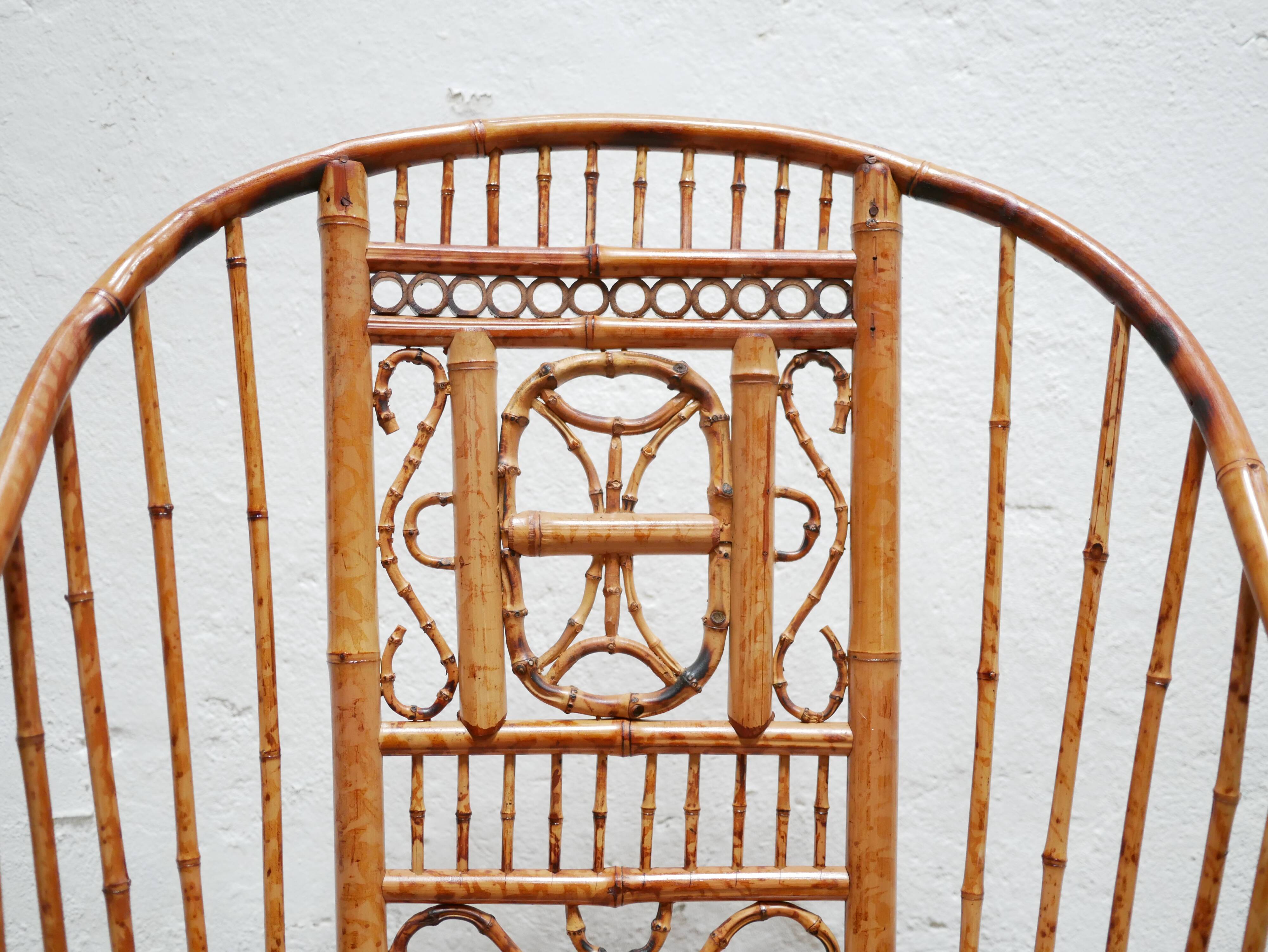 Vintage armchair canned in bamboo