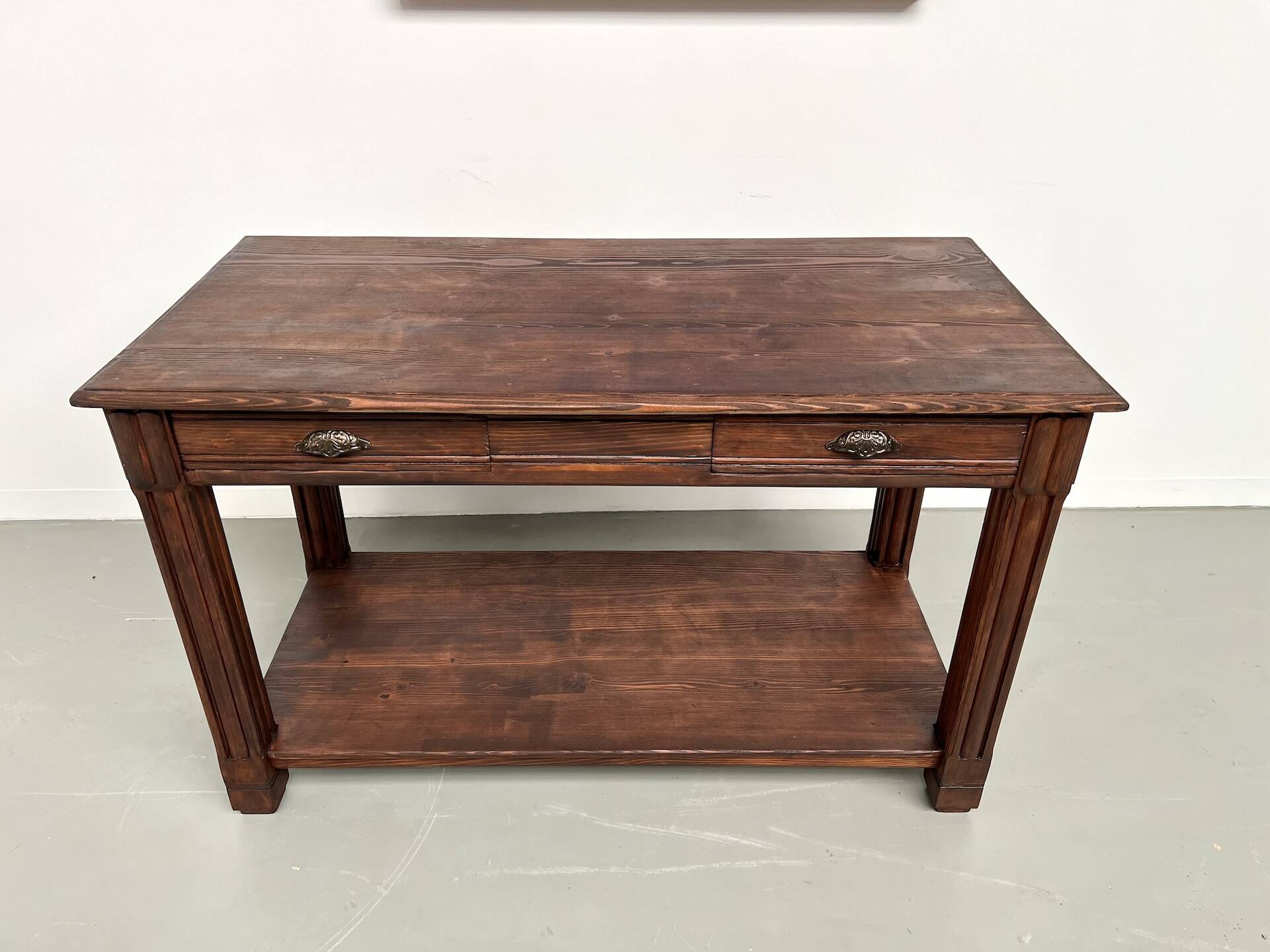 Small pine drapery table from the 1950s