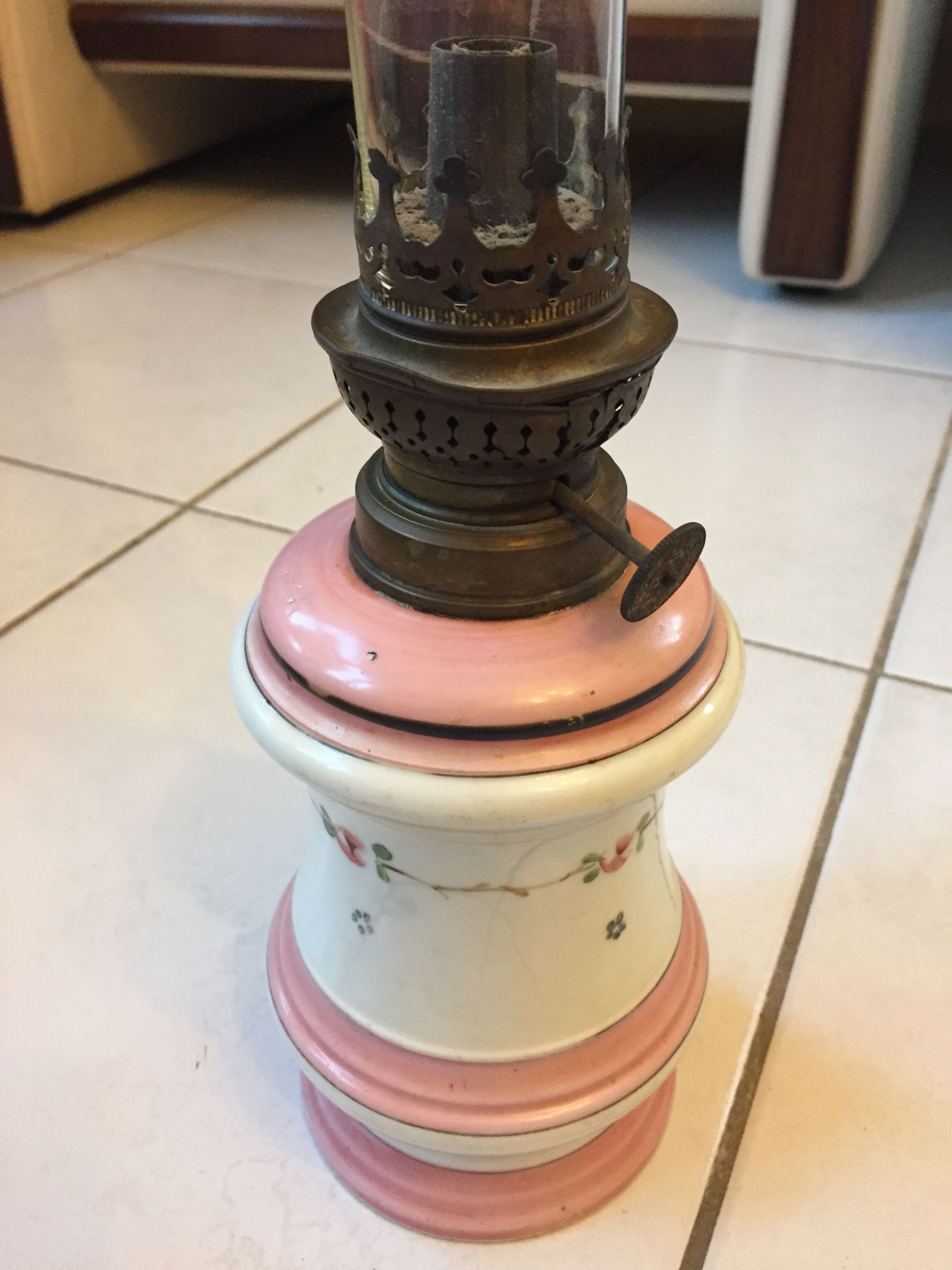 Old ceramic kerosene lamp