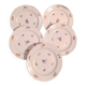 5 Assiettes à dessert, salade ou petit-déjeuner antiques originales de Meissen avec des fleurs éparpillées.