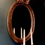Vintage Swedish Rococo Style Wall Mirror in Gold frame with 2 candle sticks 50s